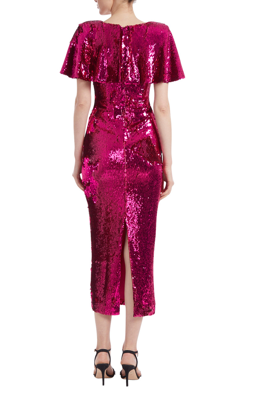 Cerise Midi Sequined Cocktail Dress by ...